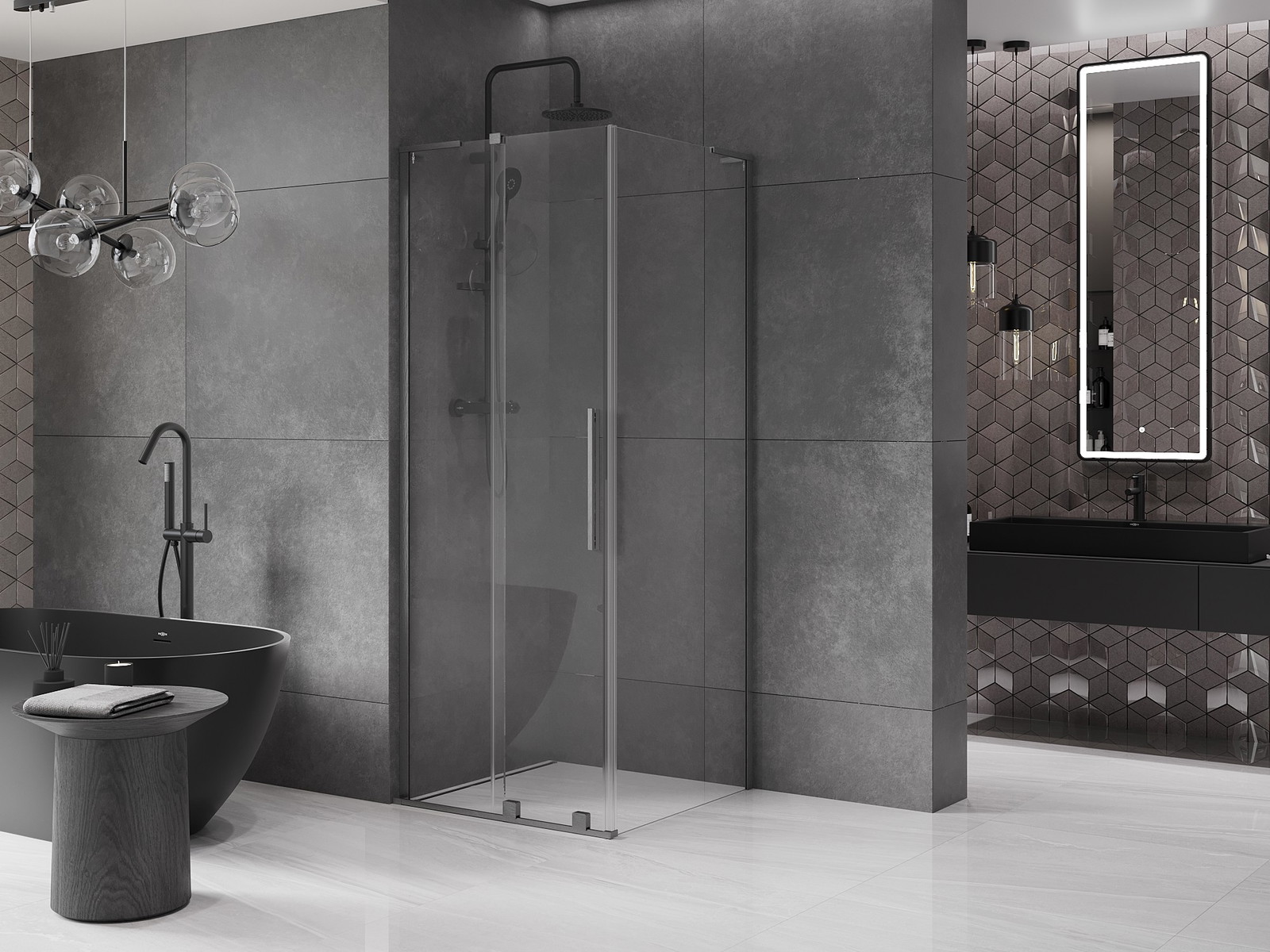 Mexen Velar L kabina prysznicowa rozsuwana 90 x 90 cm, transparent, gun gray szczotkowany - 871-090-090-03-66